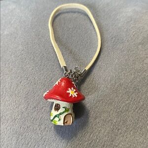 Red Mushroom Pendant Necklace for Kids